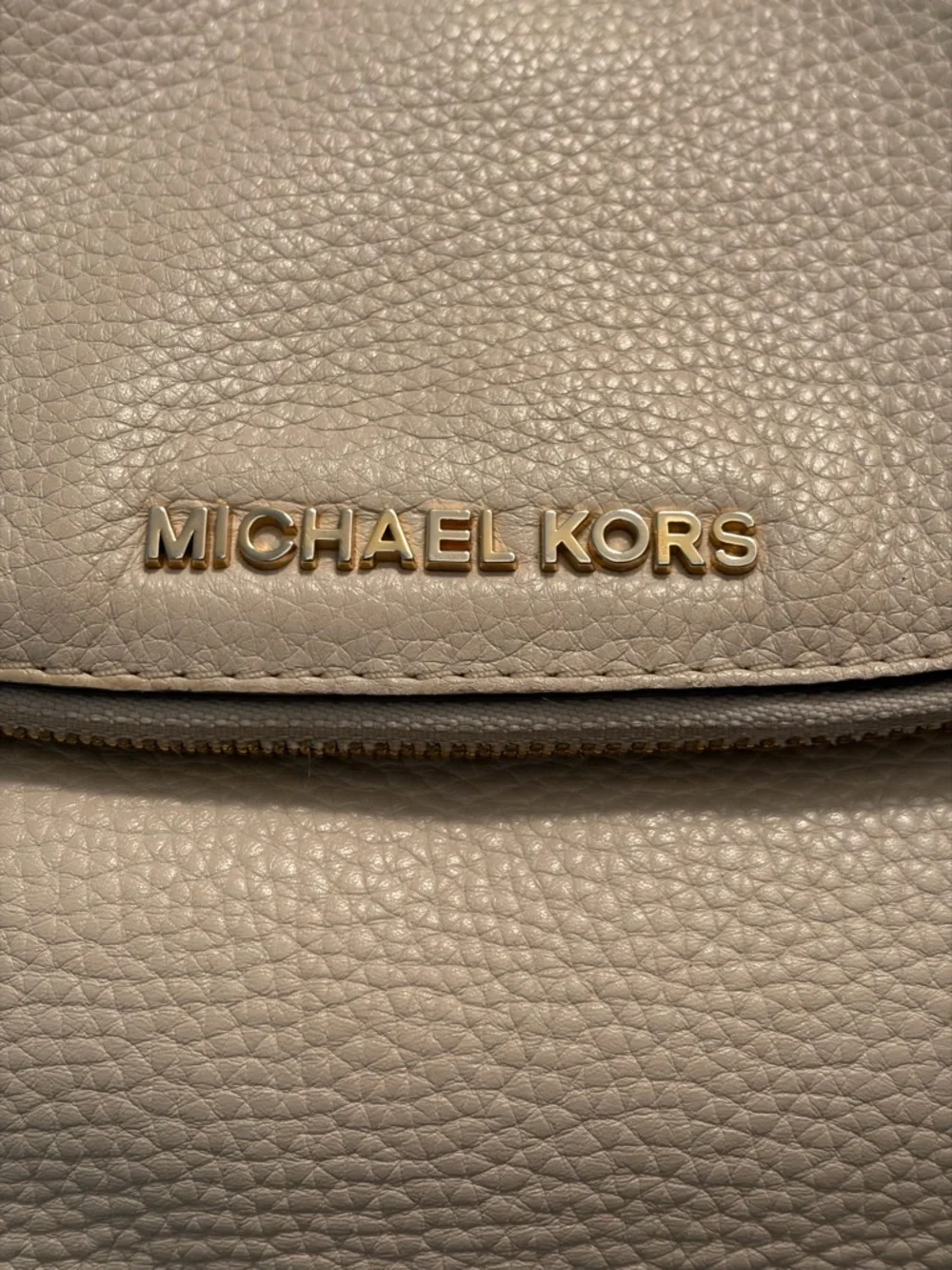 Michael Kors Pebbled Leather Chain Strap Shoulder Bag Taupe